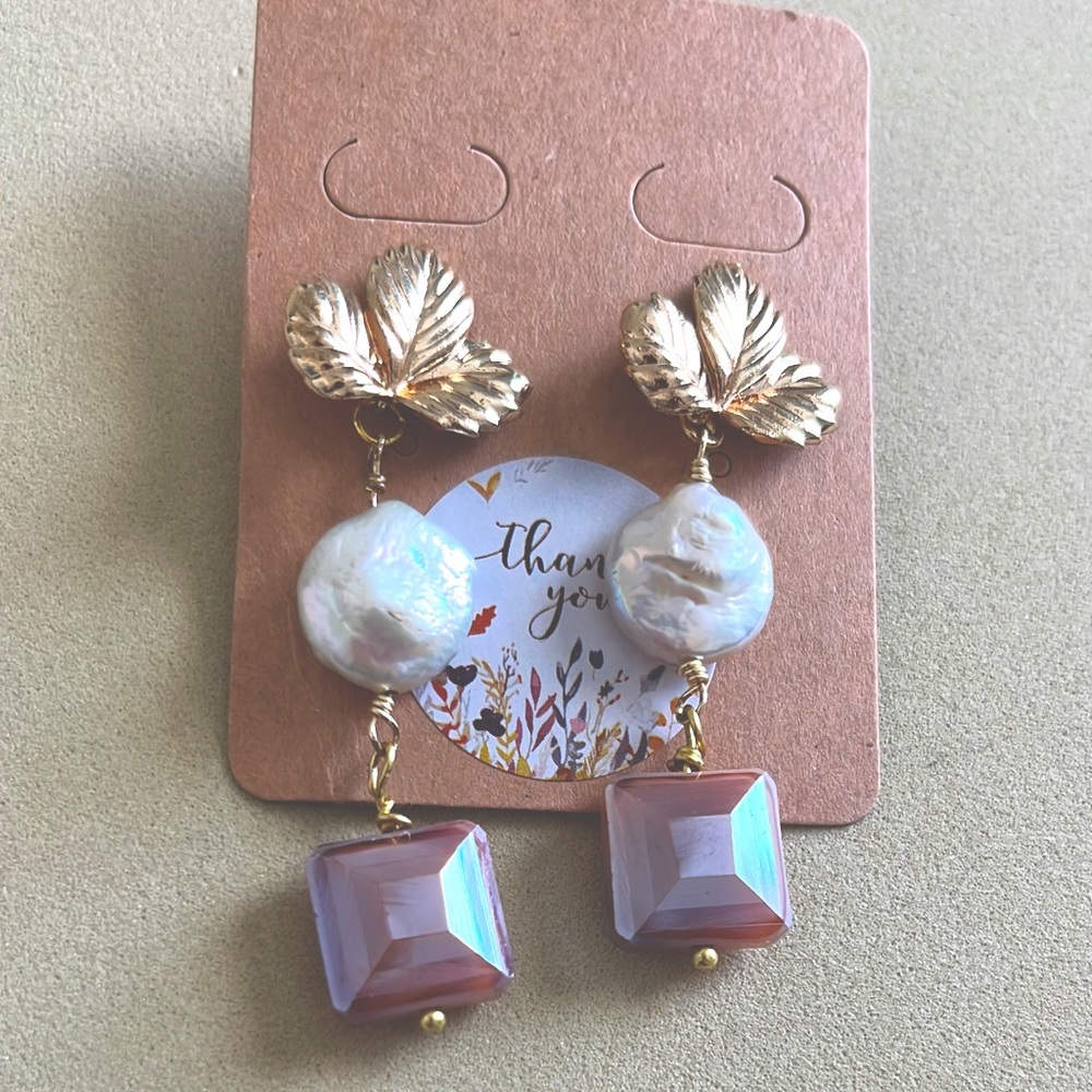 Cristal & coin pearls earrings
